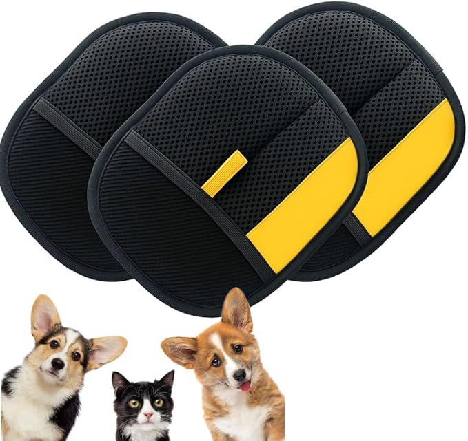 Pet Hair Remover Glove (3 Pack) Electrostatic Fur Removing Mitts for Furniture & Grooming