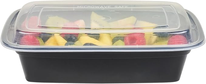 Restaurantware-Asporto 38 Ounce Take Out Containers, 100 Food Containers With Lids - Microwavable, Disposable, Black Plastic To Go Boxes For Food, No BPA, For Take Out And Delivery