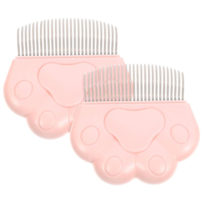 Mipcase 2pcs Cat Paw Design Pet Hair Removal Combs for Grooming, Detangling and Shedding Control, Blue Plastic Cat and Dog Brush Set for Indoor and Outdoor Pet Care