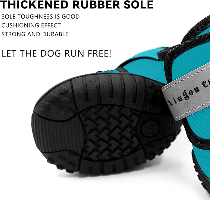 Dog Shoes for Small, Medium and Large Dogs - Waterproof for Rainy Days, Fit for Winter Snow and Hot Summer Roads, with Anti-Slip Soles for Indoor Hard Floors (Blue, Size 6)