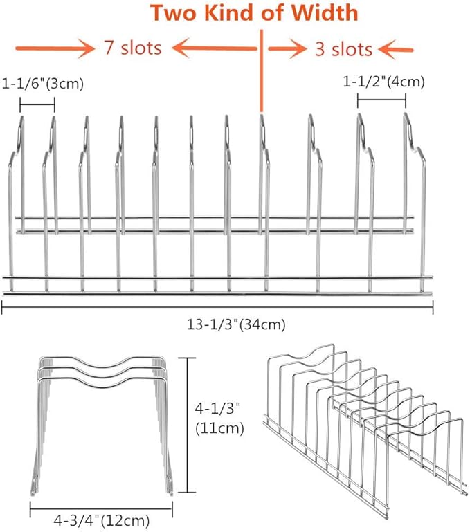 SANNO Pot Lid Organizer Pot Lid holder, Pots and Pans Organizer Drawer Plate Organizer Expandable Pull Out Kitchen Cabinet Organizers and Storage, Cabinet Sliding Shelf Under Sink Shelf