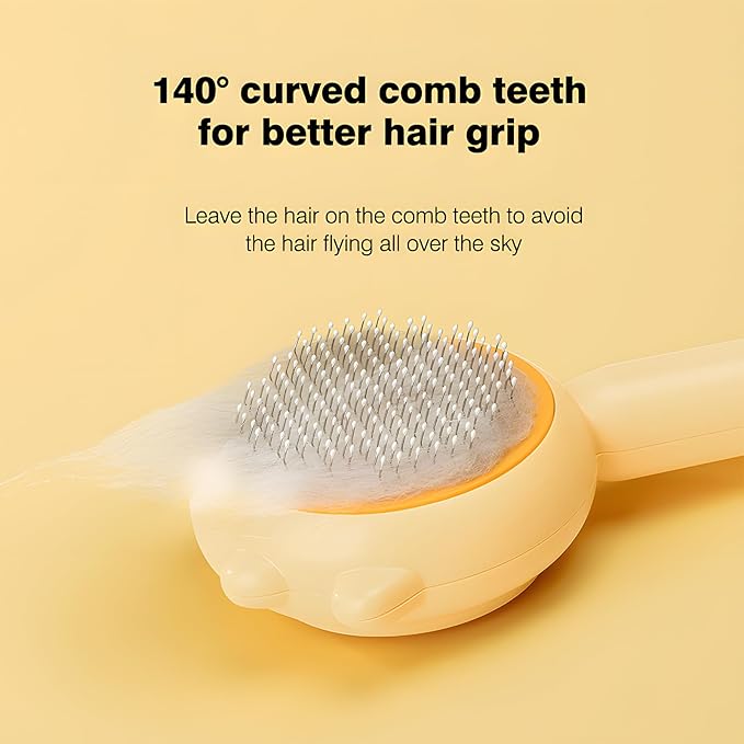 Pet Grooming Brush for Cats and Dogs, Self-Cleaning Sliker Brush for Removes Loose Undercoat, Mats, and Tangled Hair, Shedding Brush for Short or Long Haired Cats/Dogs (Purple-B)