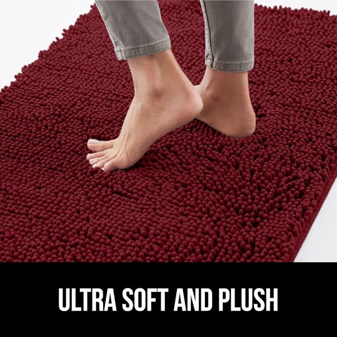 GORILLA GRIP SoakSTOPPER Dog Door Mat, 36x24 Machine Washable Rug Absorbent Doormat Captures Moisture Mud Dirt, Quick Dry Soft Chenille Entryway Rugs Indoor Entrance Mats for Dog Paws, Burgundy
