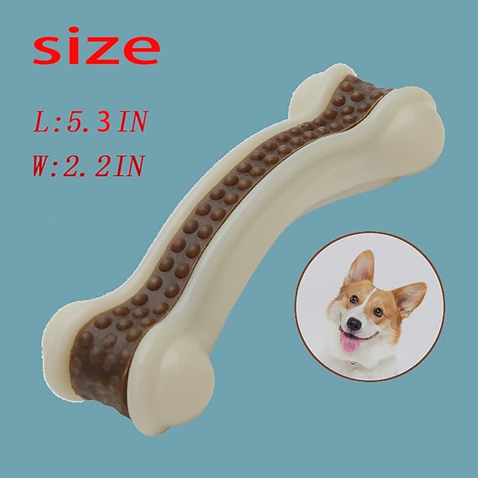 Dog Chew Bones Toys for Aggressive Chewers, 6 Pack Real Beef Flavor Bones,Indestructible Dog Toys for Large/Medium Breed, NylonToys