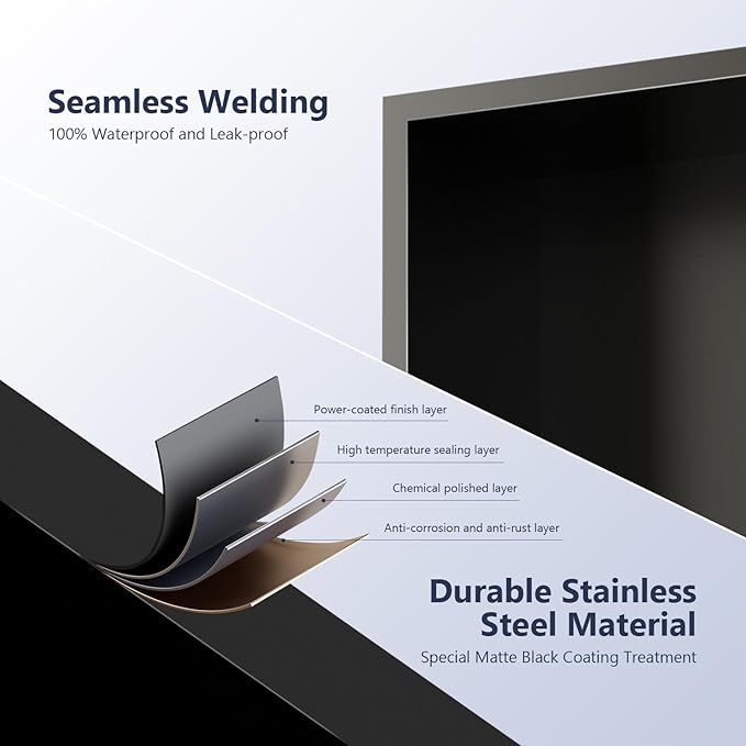 Stainless Steel Shower Niche 12" x 24", No Tile Needed Recessed Wall Niche with RGB Light, Bathroom Niche for Shower wall Insert Installation (Matte Black)