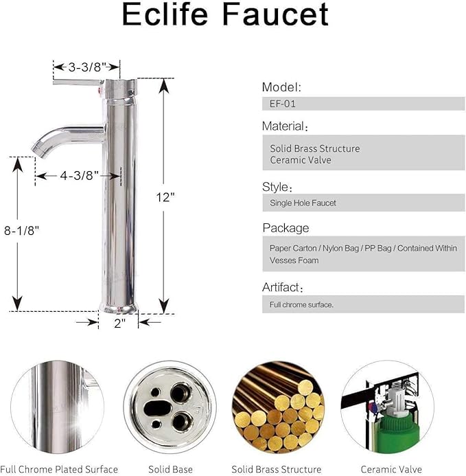eclife 48" Modern Bathroom Vanity Sink Combo Freestanding Cabinet with Small Side Cabinet, Clear Round Glass Vessel Sink, Water Save Faucet, Drain (Gray+A16)