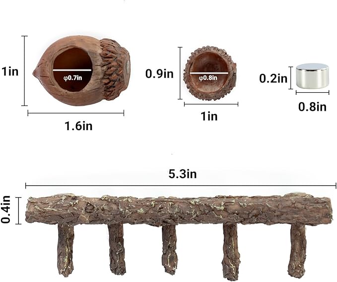 REPTI ZOO Jumping Spider Hideout and Feeding Dish, Nut Shaped Hide and Cave Sets for Spider Playing, Feeding and Climbing, Pet Spider Enclosure Accessories