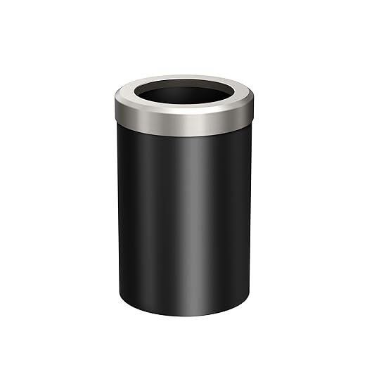 Gatco Small Bathroom Trash Can with Lid, Round 3 Gallon Stainless Steel Wastebasket, Under Sink, Matte Black and Satin Nickel, for Bathroom, Bedroom, Office (1912SN)
