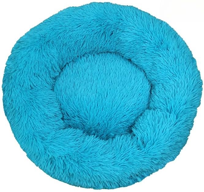 Anxiety Relief Dog Bed - Mr Fluffy Friend Anti-Anxiety Original Calming Plush Pet Bed for Chewing, Crate Training & Thunderstorm Stress (A-Blue,S-50CM)