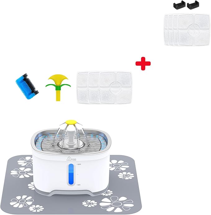 Wonder Creature Cat Water Fountain with 4 Carbon Filters and 2 Sponge Foam Filters
