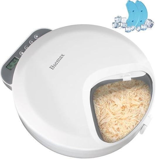 Automatic Wet Food Cat Feeder, Auto Refrigerated Wet Foods Feeder for Cats Dogs 4 Meal Timed Fresh Foods Dispenser with 2 Ice Packs Small Pet Feeders for Kitty Puppy Automatic Cat Dog Food Bowl