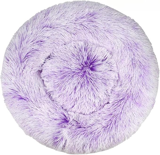 Anxiety Relief Dog Bed - Mr Fluffy Friend Anti-Anxiety Original Calming Plush Pet Bed for Chewing, Crate Training & Thunderstorm Stress (B-Purple,XS-40CM)