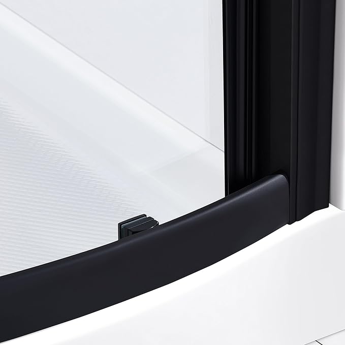 OVE Decors Breeze 38 in. Corner Shower Clear Sliding Door with Walls and Base in Black Finish
