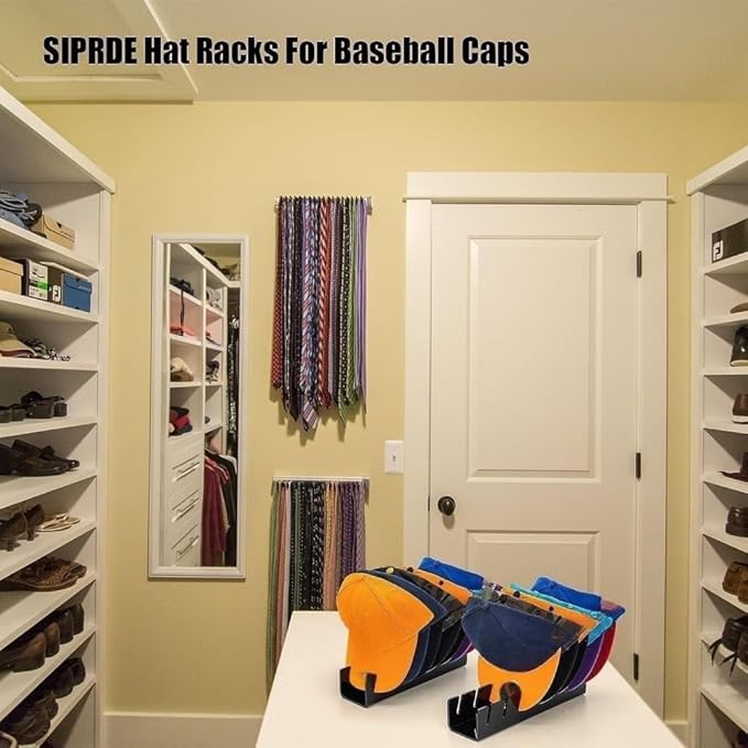 2024 New Hat Stand for Baseball Caps Display and Organizer, No Install Acrylic Hat Holder for 14 Baseball Caps for Bedroom, Closet, Dresser (2 pcs Black)