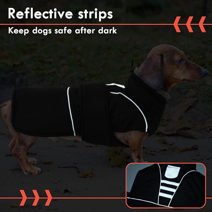Black Dog Coat Soft Pet Sweater for Cold Weather Waterproof Dogs Jacket with Fleece Lined Warm Pet Winter Coat with Leash Hole Thick Dog Clothes Windproof Puffer Coats for Small Dogs
