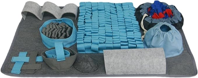 Snuffle Mat, Interactive Puzzle Dog Food Mat, Easy to Clean, Durable, Sniffing Training Toy with 10 Training Elements and 3 Difficulty Levels, Dog Training Accessories for All Breeds