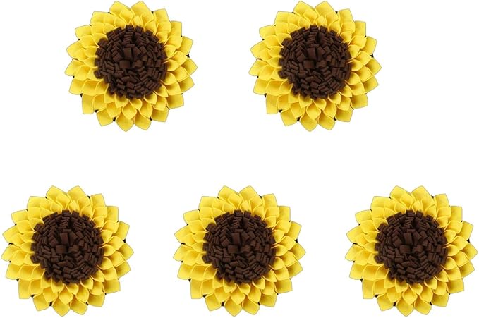 Dog Interactive Puzzle Feeders Slow Feeding Toy Sunflower Shape Improving Intelligence for Puppies Snuffle Small Puzzle Foraging Large with Fixing Handle