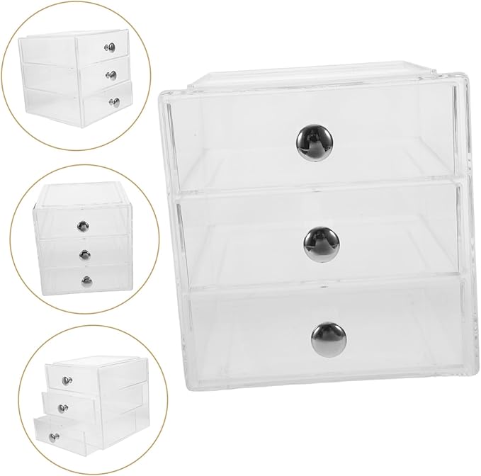 Three-layer Drawer Storage Box Desk Top Organizer Divided Containers Jewelry Organizer