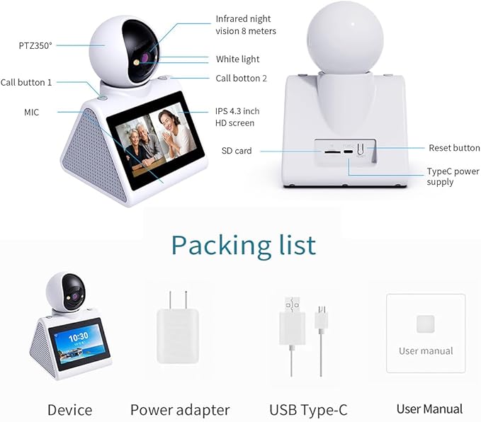 Two Way Video Camera,Dual-band 5G/2.4G Indoor Home Security Cameras,Baby Motion Pet Dog Camera with Phone App,Motion for Elderly/Nanny/Pet/Dog/Baby,Audio Calling Device Pan Til,Motion Detection