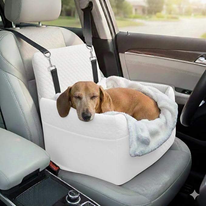 ALL GOOD PET SUPPLIES Dog Car Seat for Small/Medium Dogs, Dog Booster car seat, Memory Foam Elevated Cushion, Fully Detachable and Washable,2 Clip-On Safety Leashes, Anti-Slip