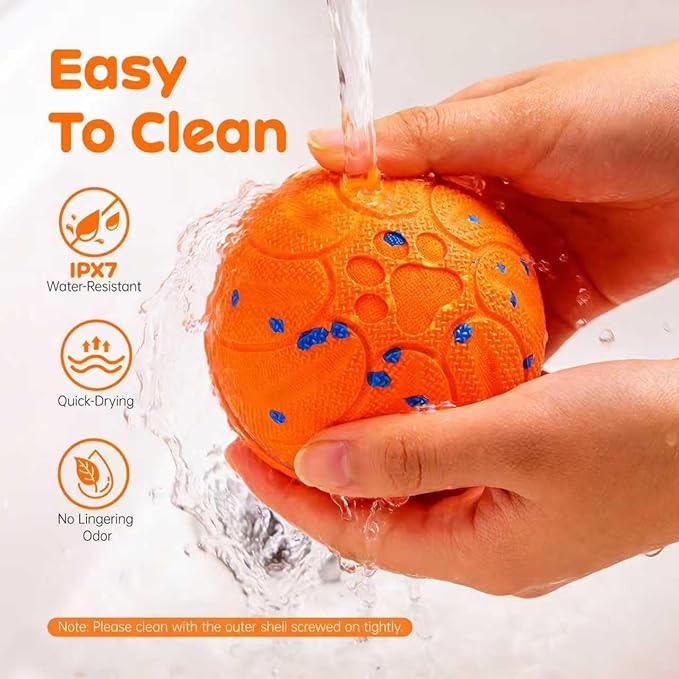 Smart Interactive Dog Toys, Upgraded Chew-Resistant E-TPU, Auto-Bounce & Rotating, Obstacle Avoidance, Ipx7 Waterproof with Colorful Led Lights for Indoor/Outdoor Use (Orange)