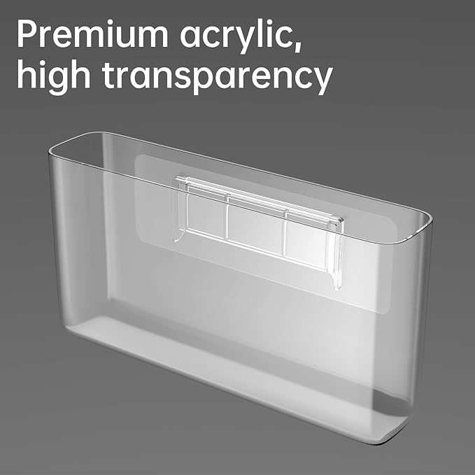 NiHome Acrylic Wall Mount Organizer 2-Pack, Slim Multi-Use Over Cabinet Storage Bins No-Drill Installation, Versatile Use for Kitchen, Bathroom, Office Perfect for Small Accessories (Clear)