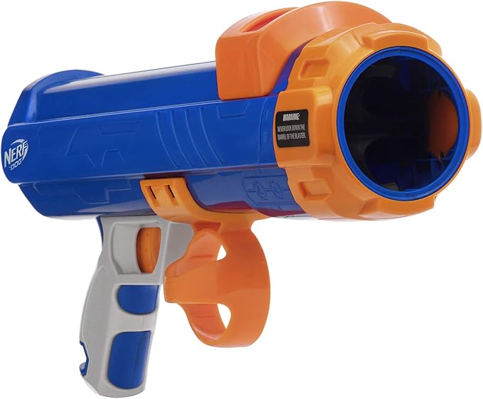 Nerf Dog Tennis Ball Blaster Gift Set Dog Toy, Blue/Orange/Gray, 12 Inch Ultra Compact Blaster with 1 Ball