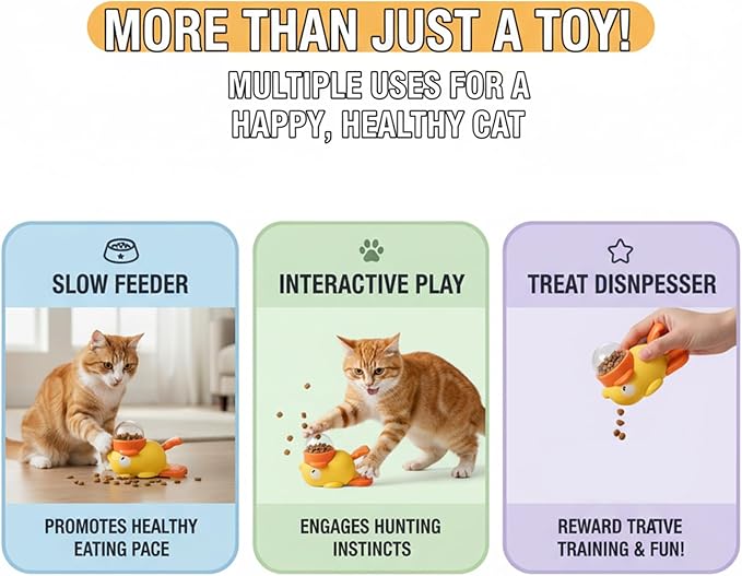 Dog Feeder Puzzle Toy Duck, Dog Treat Dispenser, Interactive Duck Cat Puzzle Feeders Toys, 2-in-1 Interactive Slow Feeder Puzzle Toy (A)
