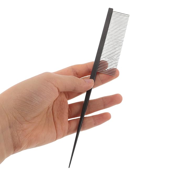 3pcs Stainless Steel Pet Grooming Combs Set, Fine Tooth Dematting Pin Tail Combs for Dogs and Cats, Metal Hair Care Tools for Shedding Control and Precision Styling