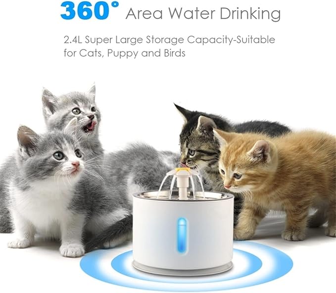 Automatic Pet Water Fountain with LED Light & Triple Filtration for Dogs & Cats 95oz