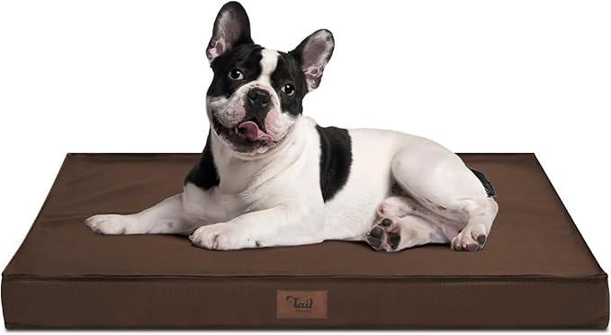 Outdoor Dog Bed Waterproof, Outside Orthopedic Dog Bed for Medium Dogs & Puppies, Egg Crate Foam Pet Mat with Removable Washable Oxford Cover, 30x20 Inch, Brown