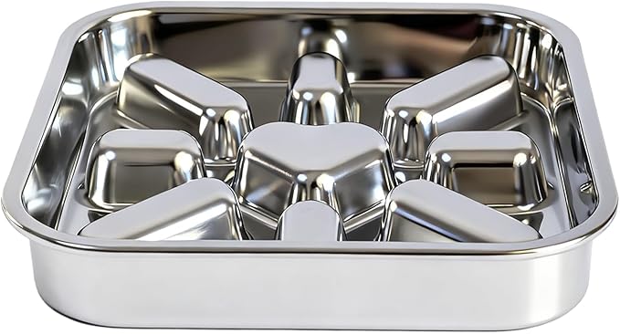 Stainless Steel Slow Feeder Dog Bowls Large & Medium Breed 3 Cups, Food Grade 304, Non-Slip Base, Deep Ridges to Slow Eating, Metal Slow Feeder Dog Bowls, Dishwasher & Chew-Proof & Rustproof