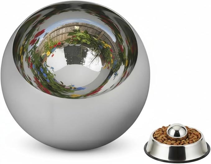 Soulchen Dog Food Slow Feeder Ball Heavy Stainless Steel 3.54 Inches/ 9 cm Large Size, Slows Fast Eating to Prevent Choking, Bloating & Obesity Pet Slow Feeding Toy Healthy Feeding for All Dogs
