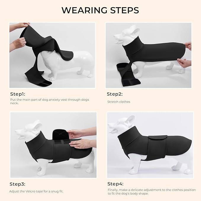 Dog Anxiety Calming Vest Adjustable Turtleneck Thunder Shirt Jacket for Fireworks, Separation, Vet Visits, Pet Hoodie for Large Medium Dogs