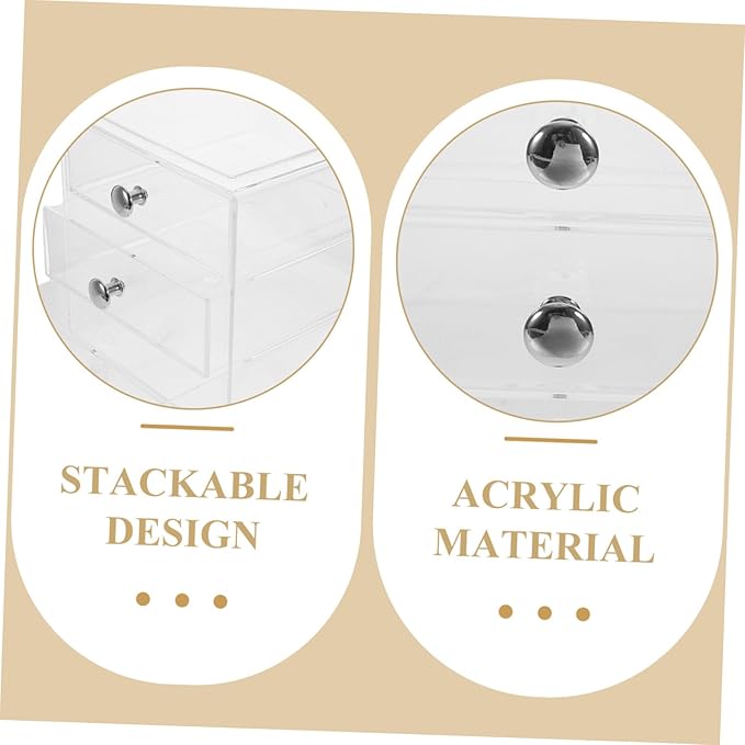 Stackable Storage Box Desk Organizing Box Lids for Makeup Jewelry Office Supplies