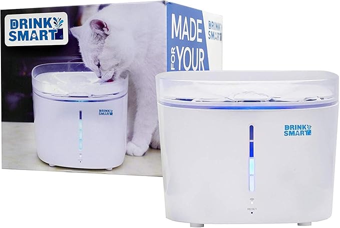 Drinksmart Pet Water Fountain- Smart App Controlled Water Dispenser for Dogs and Cats- Remote Control- Water Level Monitor and Alert- 70 Oz. 2 L Capacity- Super Quiet- Sleek Design- by Felix & Fido