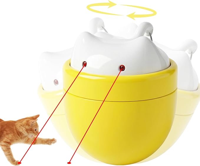Asinpa Automatic Cat Laser Toy with Double Laser & One-Tap Button-Self-Rotating，Cat Laser Pointer Toy，Interactive Toys for Indoor Cats, Rechargeable Laser Cat Chaser