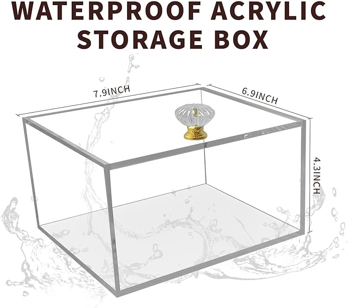 Acrylic Storage Box with Lids 7.9 x 6.9 x 4.3 inches Transparent Square Container Suitable for Office and Home Use Mini Cube Storage Box for Jewelry, Stationery, and Small Toys