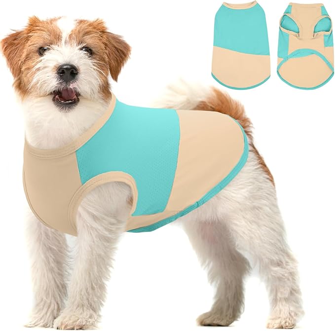 BRKURLEG Summer Dog Cooling Vest Quick Dry Breathable Dogs Cooling Shirts UPF 50+ Sun Protection Dog Shirt Lightweight Pet Shirts for Outdoor Adventures, Walking, Beach, GreenYellow, XS