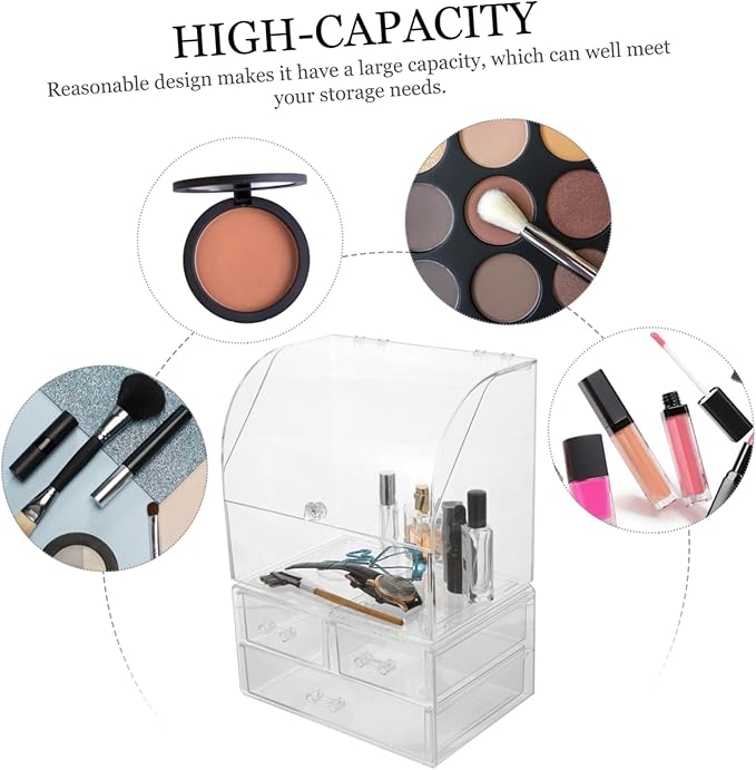 Acrylic Cosmetic Storage Box Lids Desktop Makeup Organizer Tabletop Storage Case