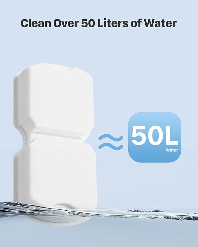 Cat Water Fountain Filters: 12 Filters + 12 Sponges Cat Fountain Replacement Filters for Cat Fountain with Activated Carbon Filter and Ultra-fine Fiber
