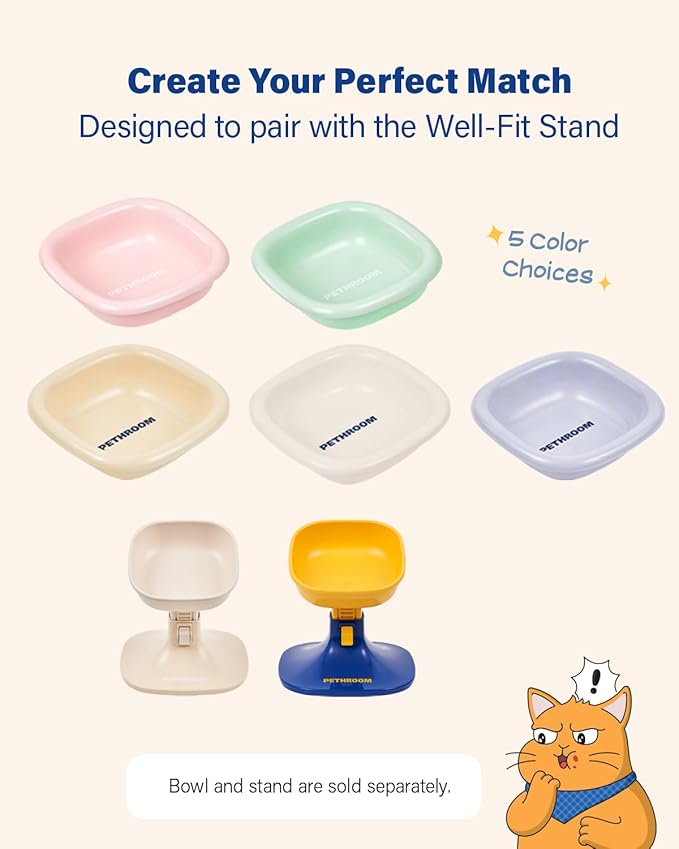PETHROOM Well Fit Dog Bowl – Durable Ceramic Cat & Dog Food and Water Bowl, Non-Slip Silicone Base, Easy to Clean, 6.2 × 6.2 × 2.0 in, Cream