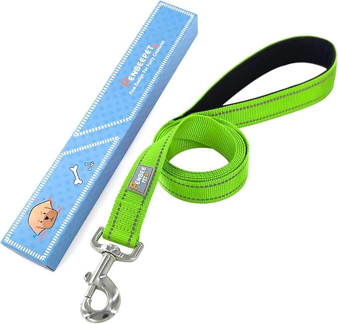 Dog Leash 6 FT Padded Handle Nylon Reflective Dogs Leashes for Medium Dogs Green