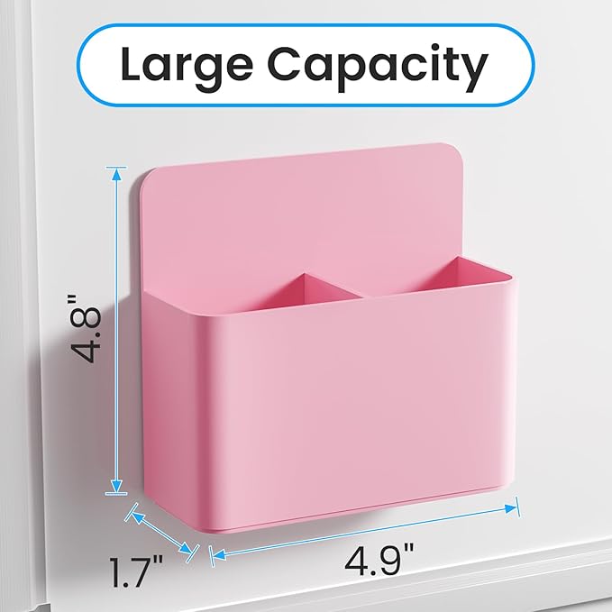 3 Pcs Magnetic Pen Holder, Magnetic Dry Erase Marker Holder, Wall Marker Pencil Holder for Fridge, Whiteboard Marker Holder for School, Office, Home, Locker Accessories (Pink)