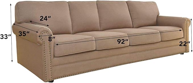Easy-Going Stretch 4 Seater Sofa Slipcover 1-Piece Sofa Cover Furniture Protector Couch Soft with Elastic Bottom for Kids, Polyester Spandex Jacquard Fabric Small Checks Greyish Green