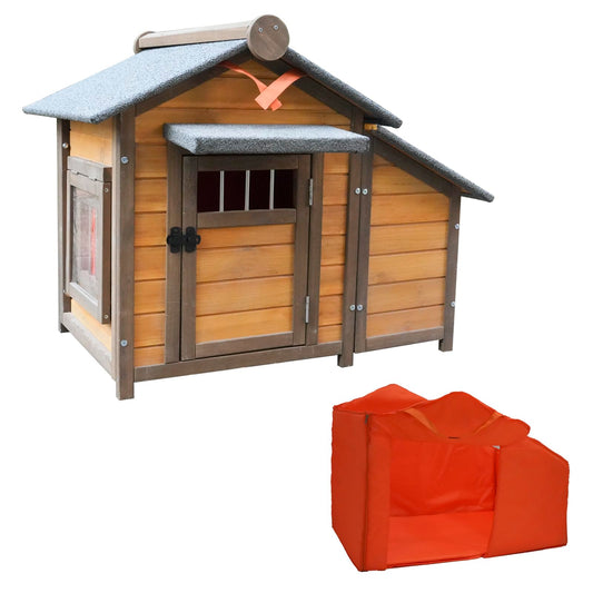 Insulated Dog House for Small Dogs, Weatherproof Wooden - Image 1