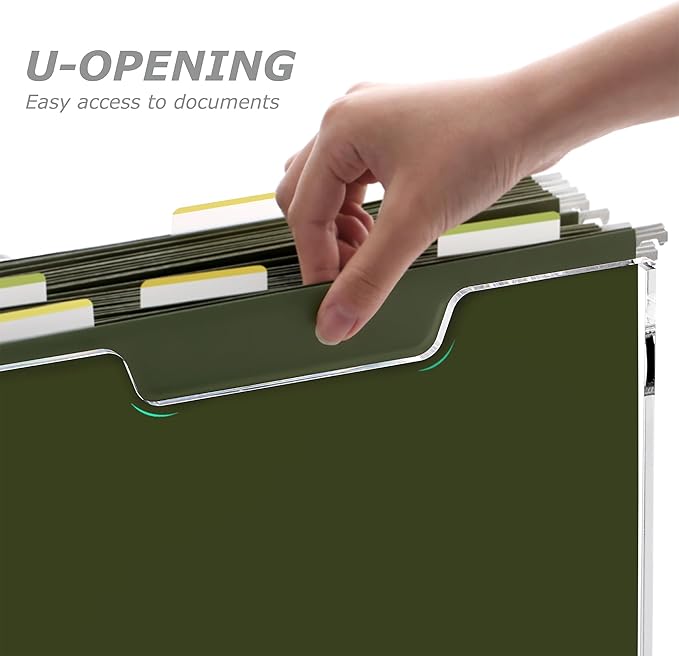 DINGHUO Hanging File Box, Letter Size Acrylic Hanging File Organizer, Clear Portable File Storage Box with Handle, File Folder Holder for Desk Home Office School -1 Pack