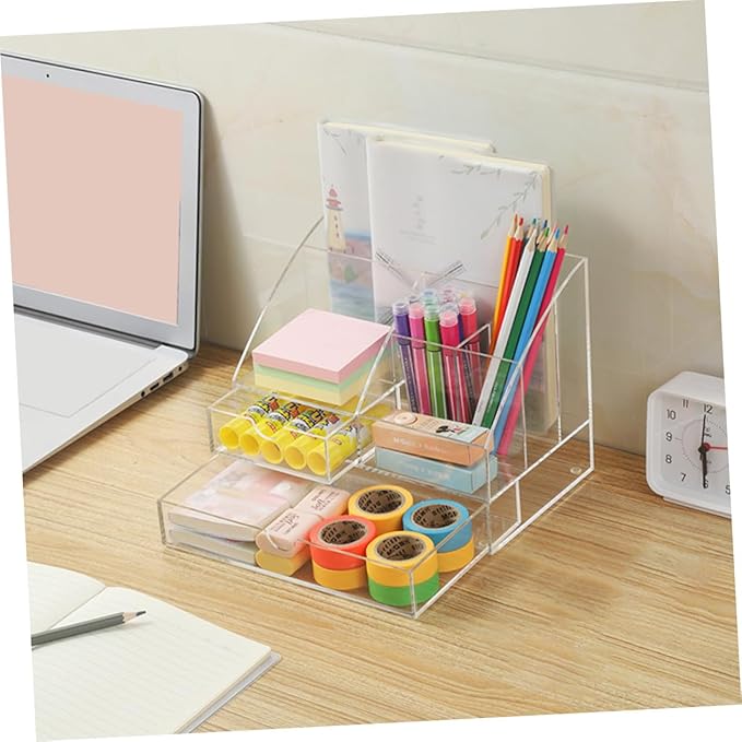 Stationery Desk Organizer Small Object Organizer Acrylic Desk Supplies Storage Box Drawer