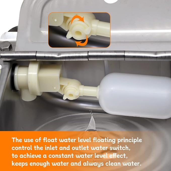 Automatic Livestock Waterer, Stainless Steel Automatic Cow Drinking Water Bowl with Water Hose (3/4'') and Float Valve for Cattle Horse Goat Sheep Animals Pet Waterer Dispenser