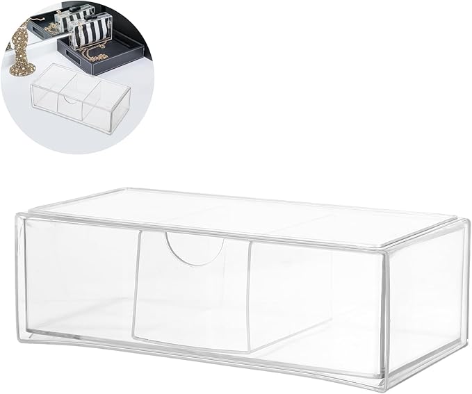 NUOBESTY Hair Accessories Organizer Acrylic Desktop Drawer Storage Box Stackable Hair Tie Headband Container for Bathroom Dressing Table Makeup Desk